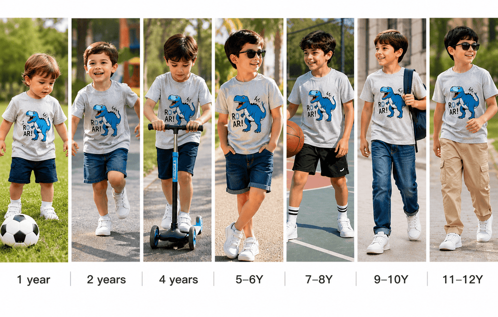 Reekaz Boys Grey Dinosaur T-Shirt | Roar Graphic Cotton Half Sleeve Tee | Kids Casual Summer Shirt (1-12 Years)