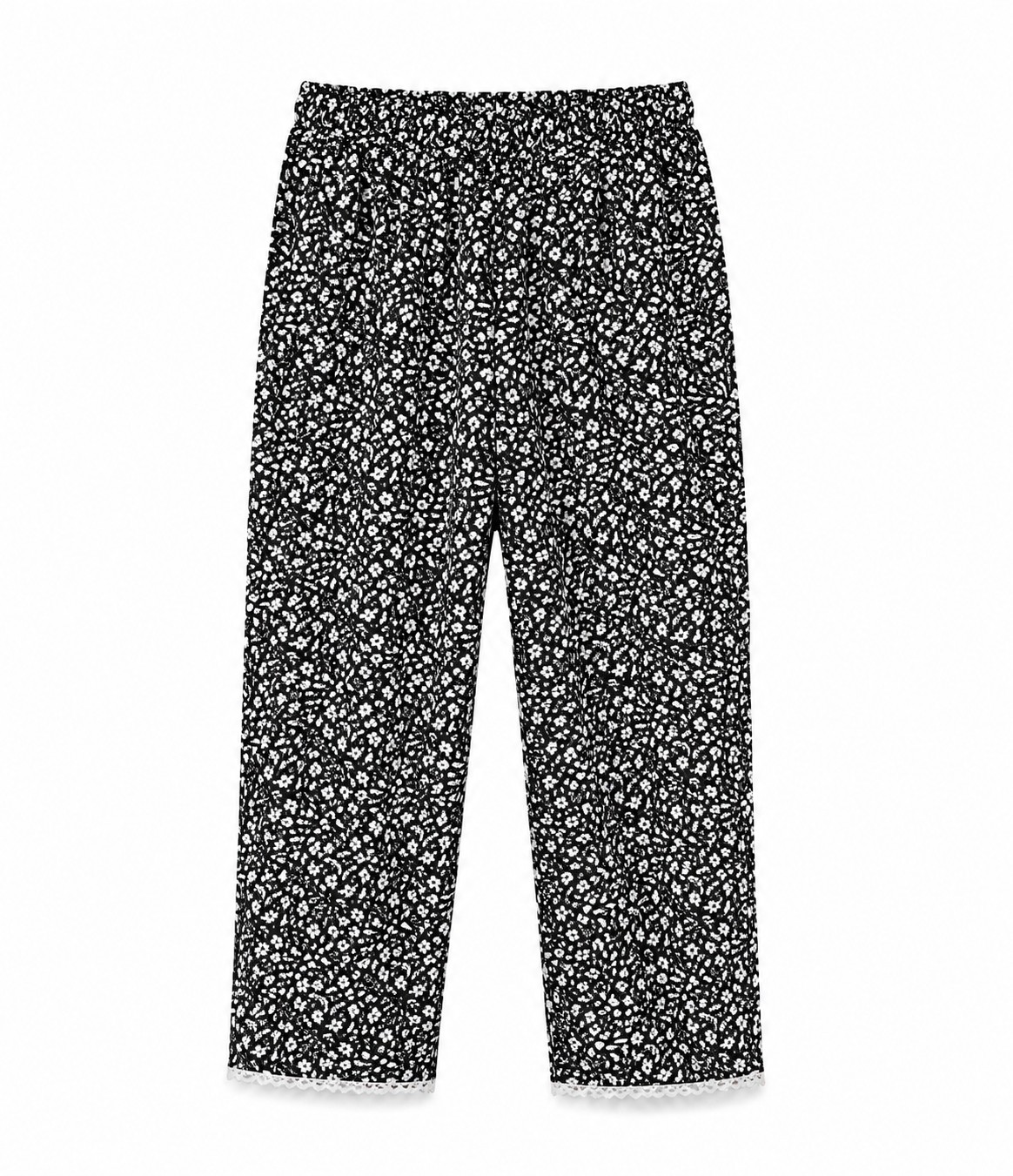 Reekaz Girls Black & White Floral Printed Cotton Kurta & Trouser Co-Ord Set