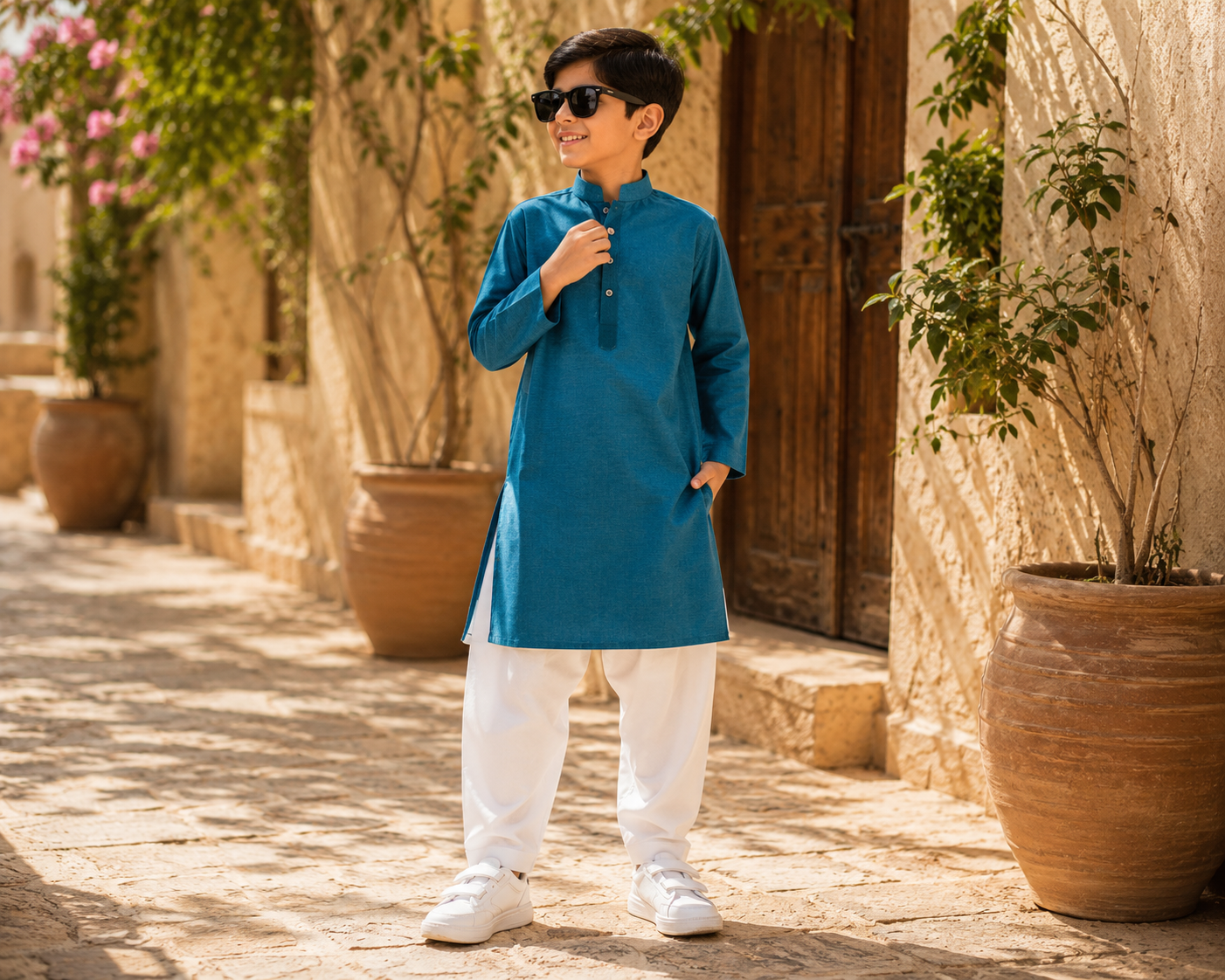 Reekaz Boys Ferozi Kurta | Premium Cotton Blend Traditional Kurta for Kids | Eid, Jummah & Casual Wear | 1–8 Years