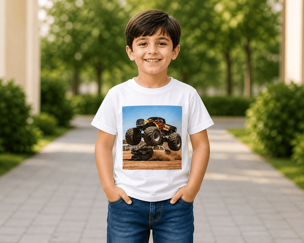 Reekaz Monster Truck Boys Graphic T-Shirt | Soft Cotton Short Sleeve Tee