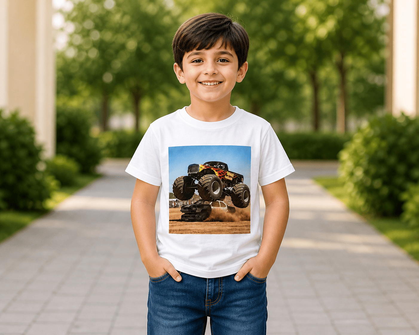 Reekaz Monster Truck Boys Graphic T-Shirt | Soft Cotton Short Sleeve Tee