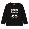 Reekaz Girls Black Happy Smile Long Sleeve Cotton T-Shirt