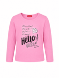 Reekaz Girls Long Sleeve Graphic T-Shirt – Hello Girls Print – Soft Cotton – Pink