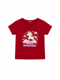 Magic Adventures Unicorn Girls Red Cotton T-Shirt | Soft Kids Tee | Reekaz