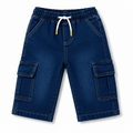 Reekaz Kids Ink Blue Cargo Nicker Shorts – Premium Denim Summer Wear for Boys