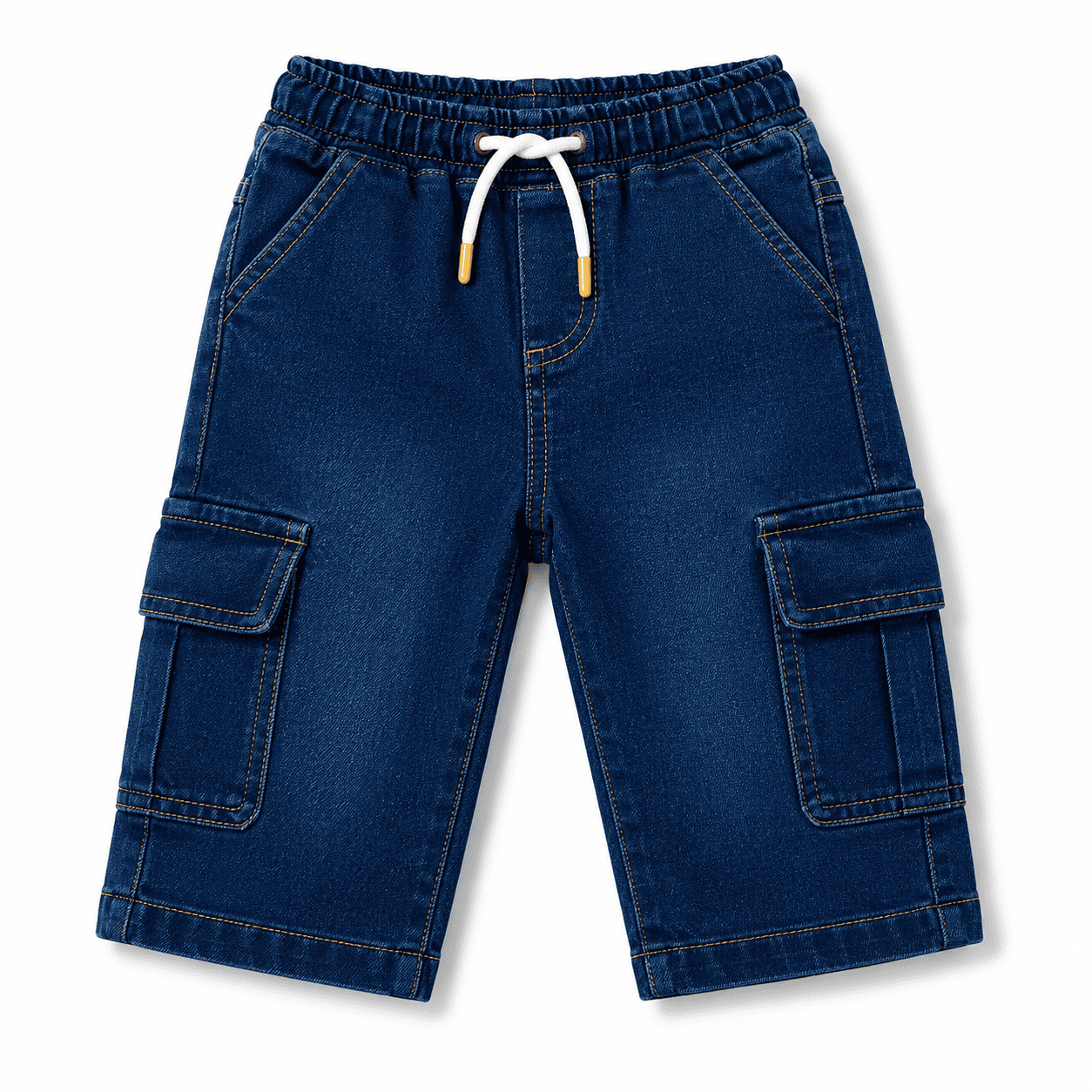 Reekaz Kids Ink Blue Cargo Nicker Shorts – Premium Denim Summer Wear for Boys