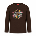 Reekaz Believe in Yourself Girls Long Sleeve T-Shirt | Brown Floral Graphic Cotton Tee
