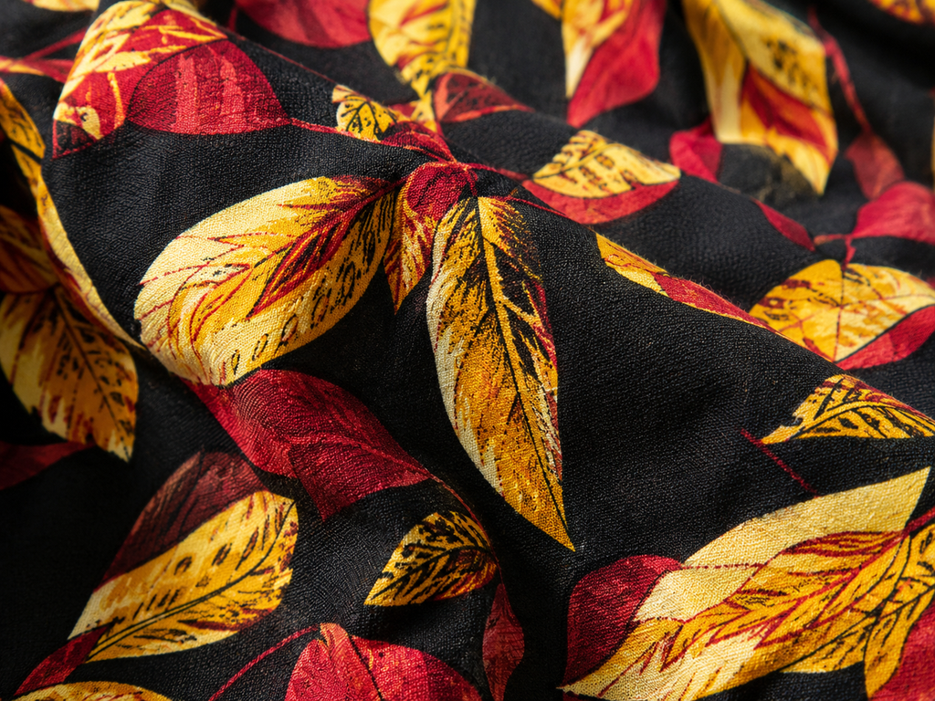 Reekaz Girls Black & Mustard Leaf Print Co-Ord Set | Premium Cotton Summer Outfit