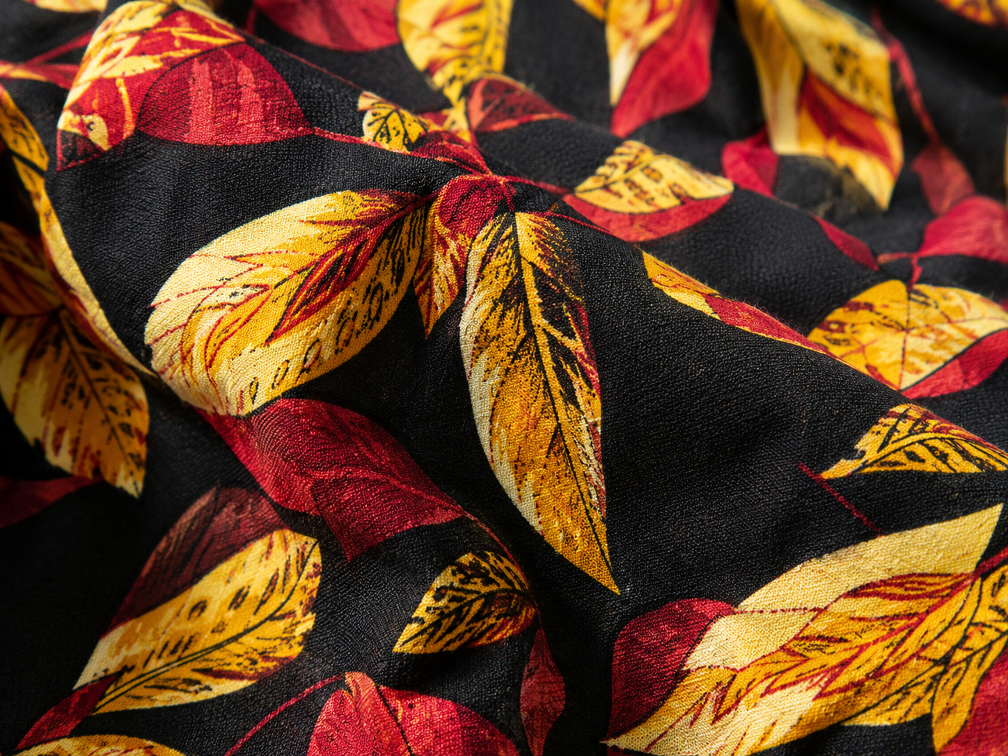 Reekaz Girls Black & Mustard Leaf Print Co-Ord Set | Premium Cotton Summer Outfit