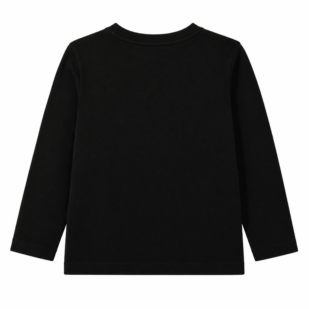 Reekaz Girls Black Happy Smile Long Sleeve Cotton T-Shirt