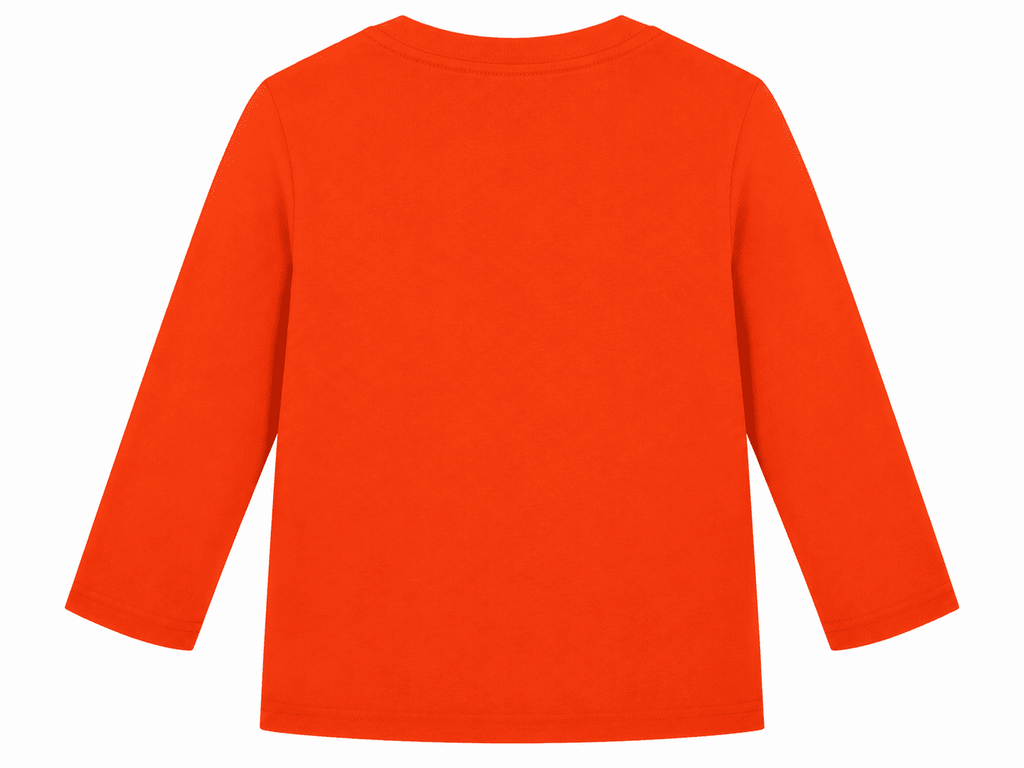Reekaz Girls Peekaboo Boo! Printed Long Sleeve T-Shirt | Soft Cotton Kids Tee | Orange
