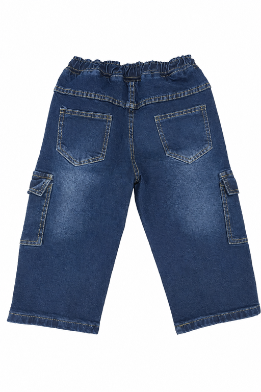 Reekaz Kids Denim Cargo Shorts – Dark Blue | Premium Soft Denim