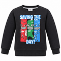 Boys Black Saving The Day Superhero Printed Winter Sweatshirt