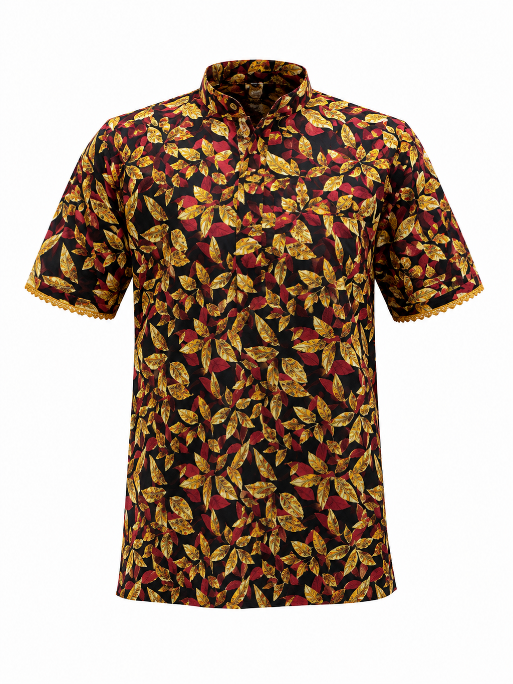 Reekaz Girls Black & Mustard Leaf Print Co-Ord Set | Premium Cotton Summer Outfit