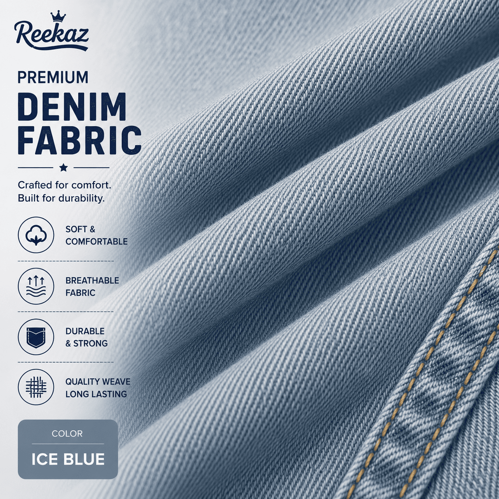 Reekaz Kids Denim Cargo Shorts – Ice Blue | Soft & Comfortable Summer Shorts for Boys