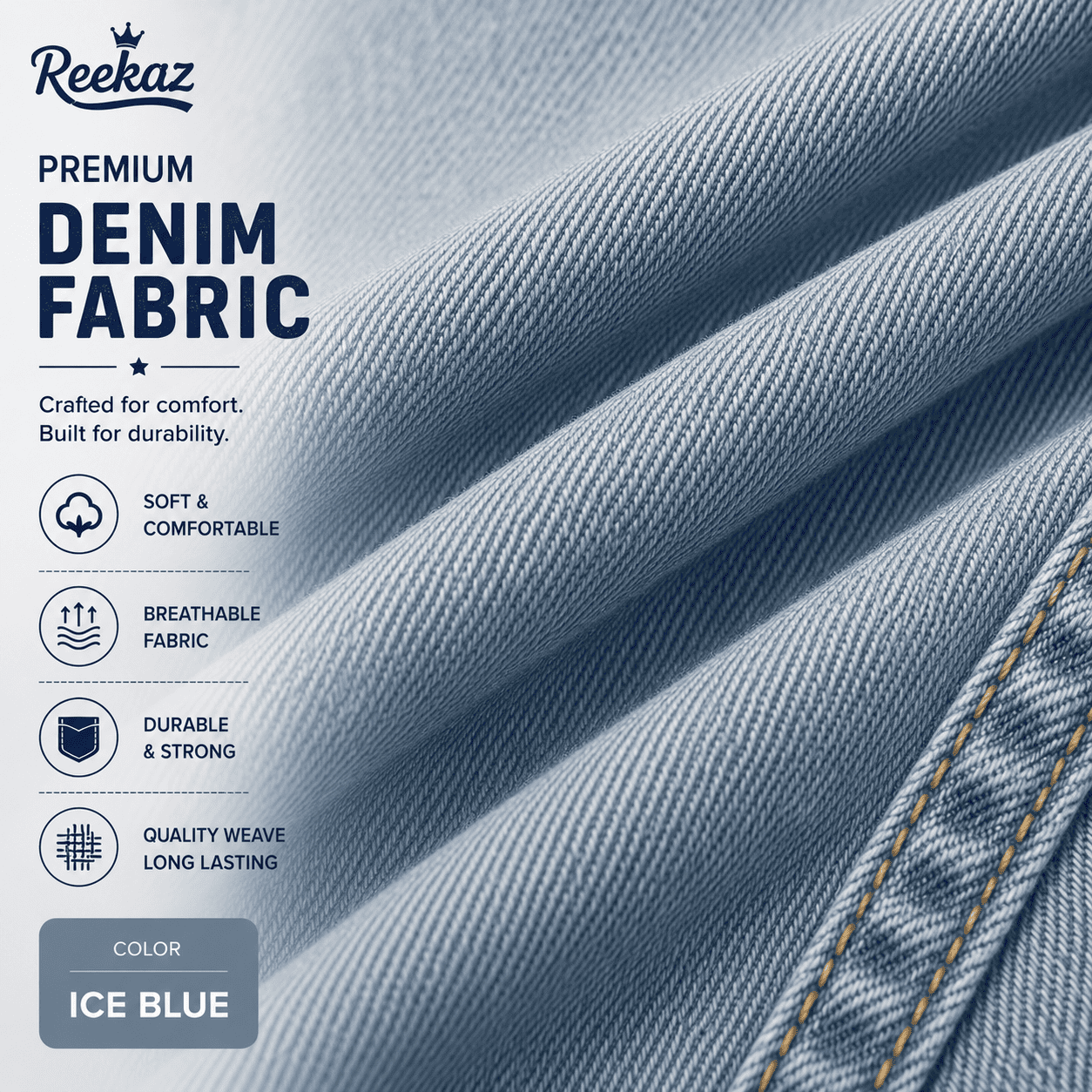 Reekaz Kids Denim Cargo Shorts – Ice Blue | Soft & Comfortable Summer Shorts for Boys