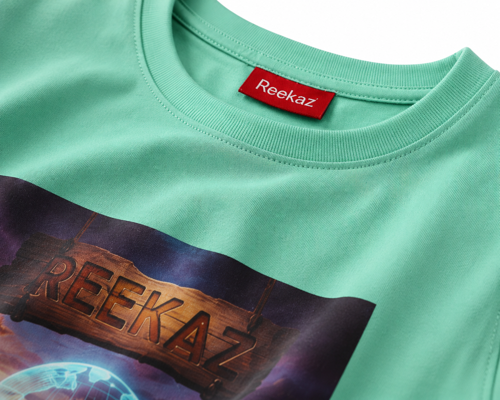 Reekaz Boys Mint Green Full Sleeve Graphic T-Shirt – Soft Cotton Casual Kids Tee