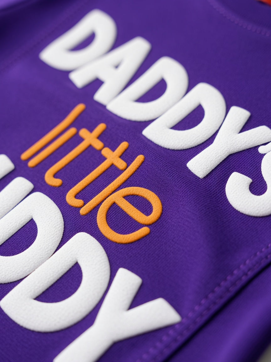 Daddy's Little Buddy Boys Long Sleeve Graphic T-Shirt - Purple | Soft Cotton Tee