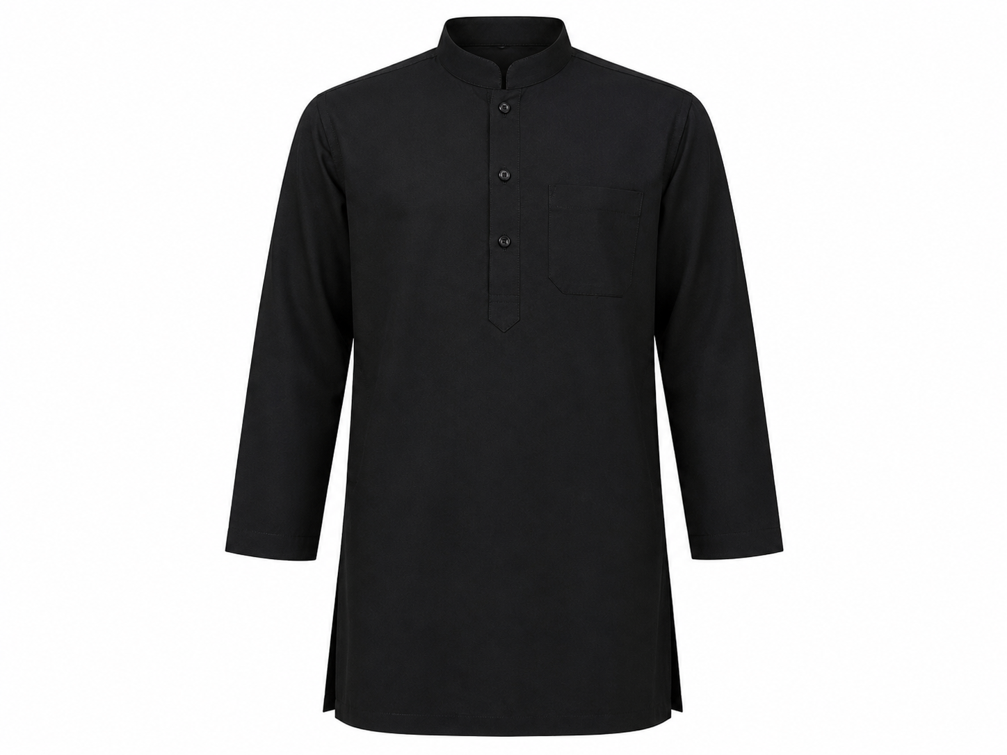 REEKAZ Boys Black Cotton Kurta | Traditional Pakistani Kurta for Kids | Eid & Casual Wear (1-6 Years)