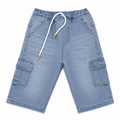 Reekaz Kids Denim Cargo Shorts – Ice Blue | Soft & Comfortable Summer Shorts for Boys