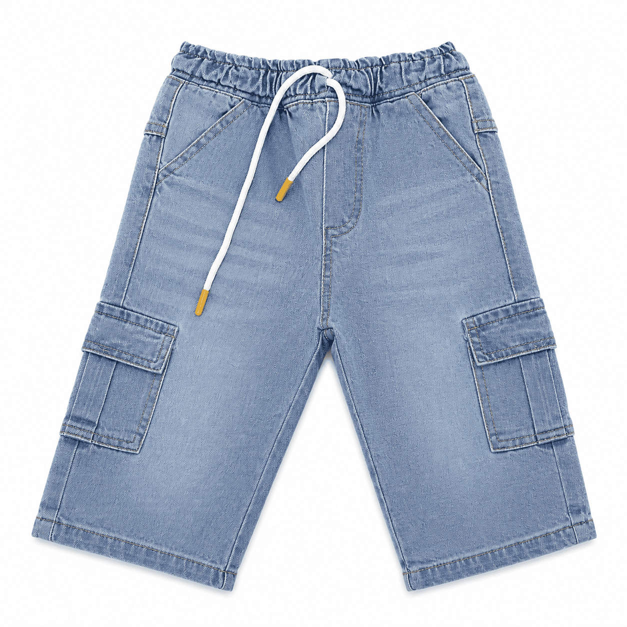 Reekaz Kids Denim Cargo Shorts – Ice Blue | Soft & Comfortable Summer Shorts for Boys