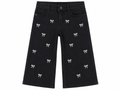 Reekaz Girls Black Embroidered Bow Wide Leg Denim Jeans | Soft Stretch Casual Pants | Ages 1–12 Years