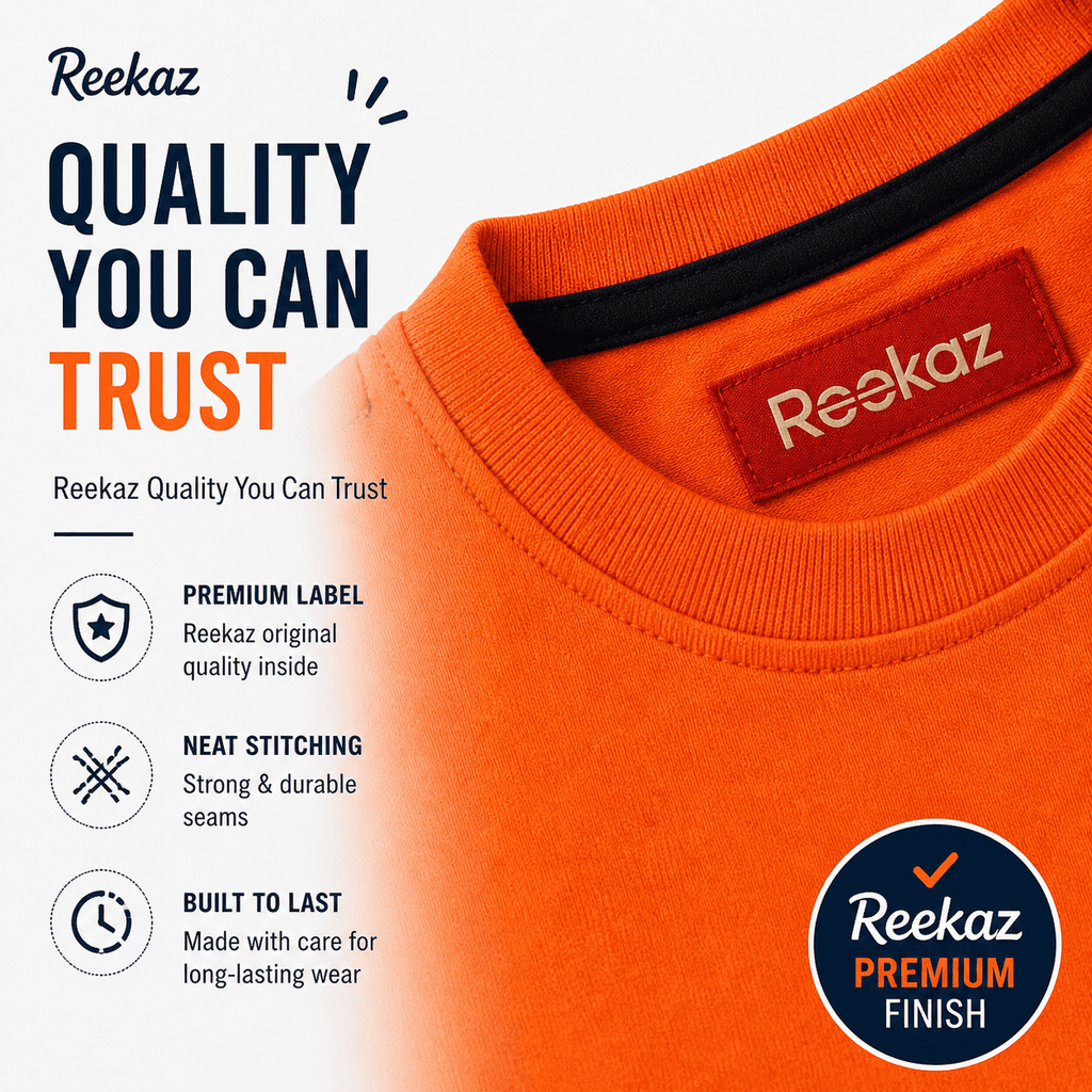 Reekaz Kids Adventure T-Shirt – Orange Cotton Graphic Tee, Soft & Breathable Daily Wear