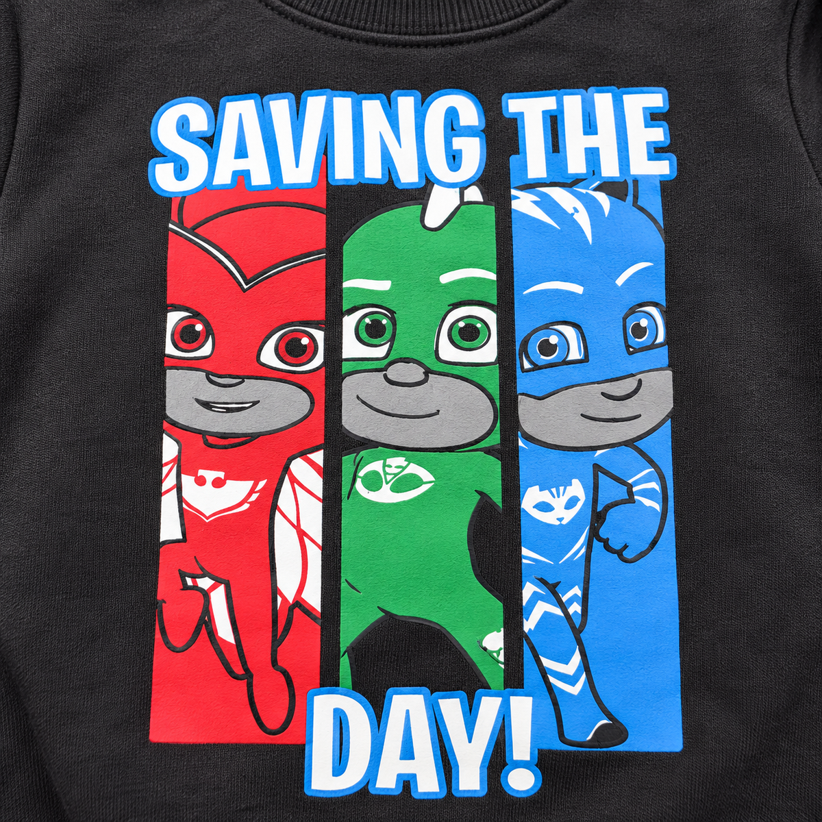 Boys Black Saving The Day Superhero Printed Winter Sweatshirt