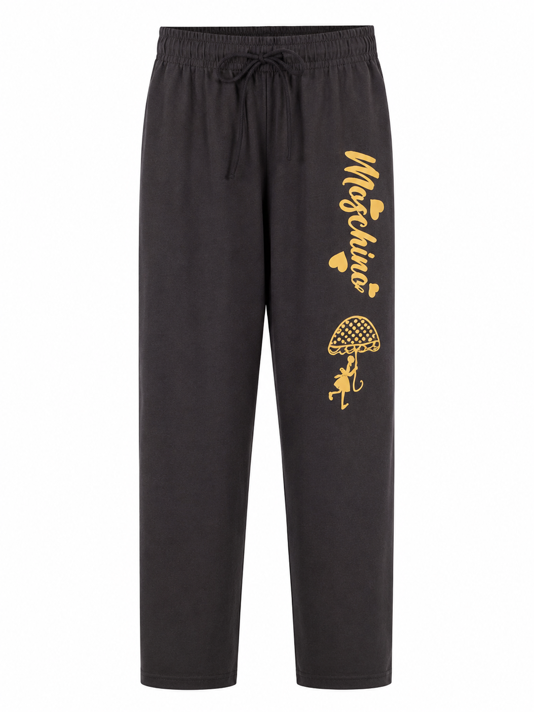 Reekaz Girls Black Graphic Cotton Trousers – Soft Elastic Waist Casual Bottoms