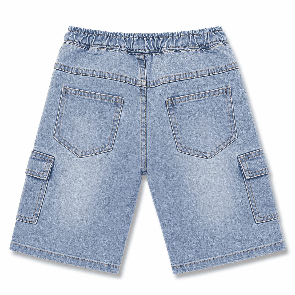 Reekaz Kids Denim Cargo Shorts – Ice Blue | Soft & Comfortable Summer Shorts for Boys