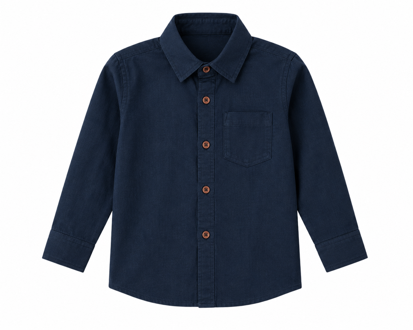 Reekaz Boys Navy Full Sleeve Button-Up Shirt | Smart Casual Cotton Shirt with Chest Pocket