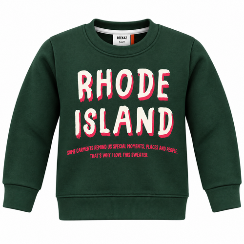 Boys Green Rhode Island Printed Full Sleeve Winter Sweatshirt
