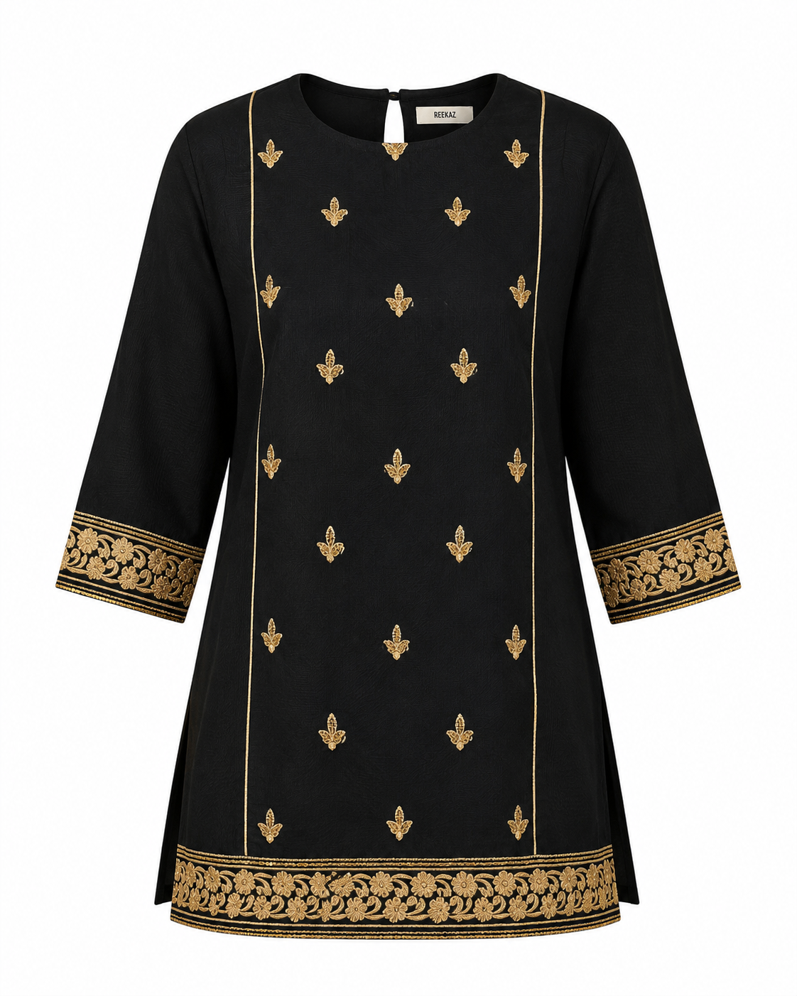 Girls Black Embroidered Kurta & Trouser Set – Traditional Pakistani Outfit