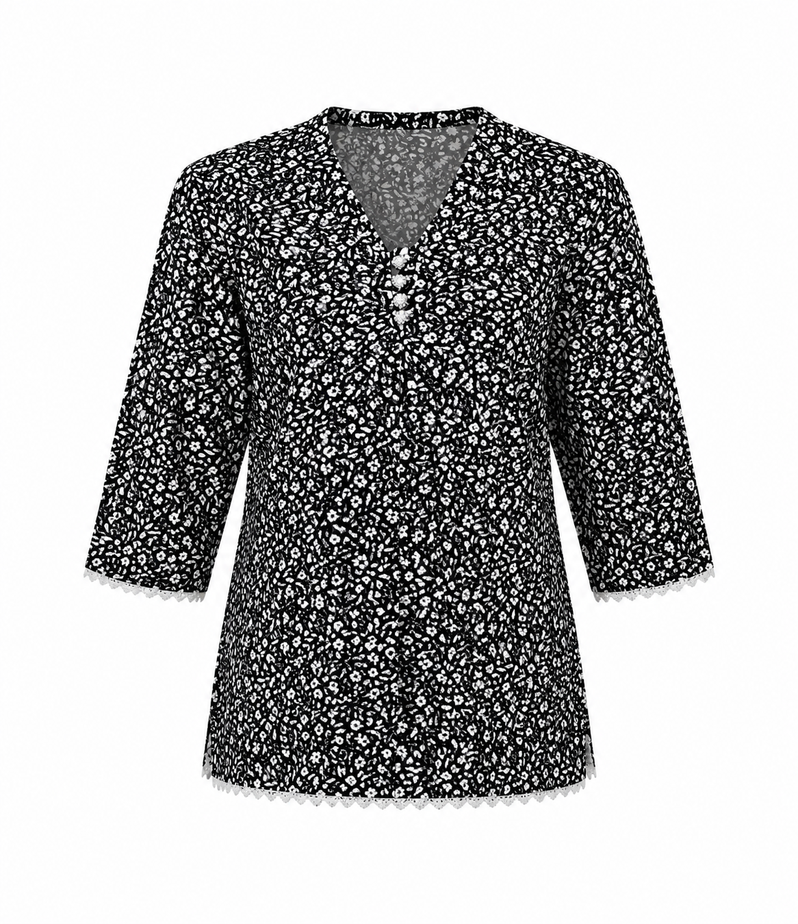 Reekaz Girls Black & White Floral Printed Cotton Kurta & Trouser Co-Ord Set