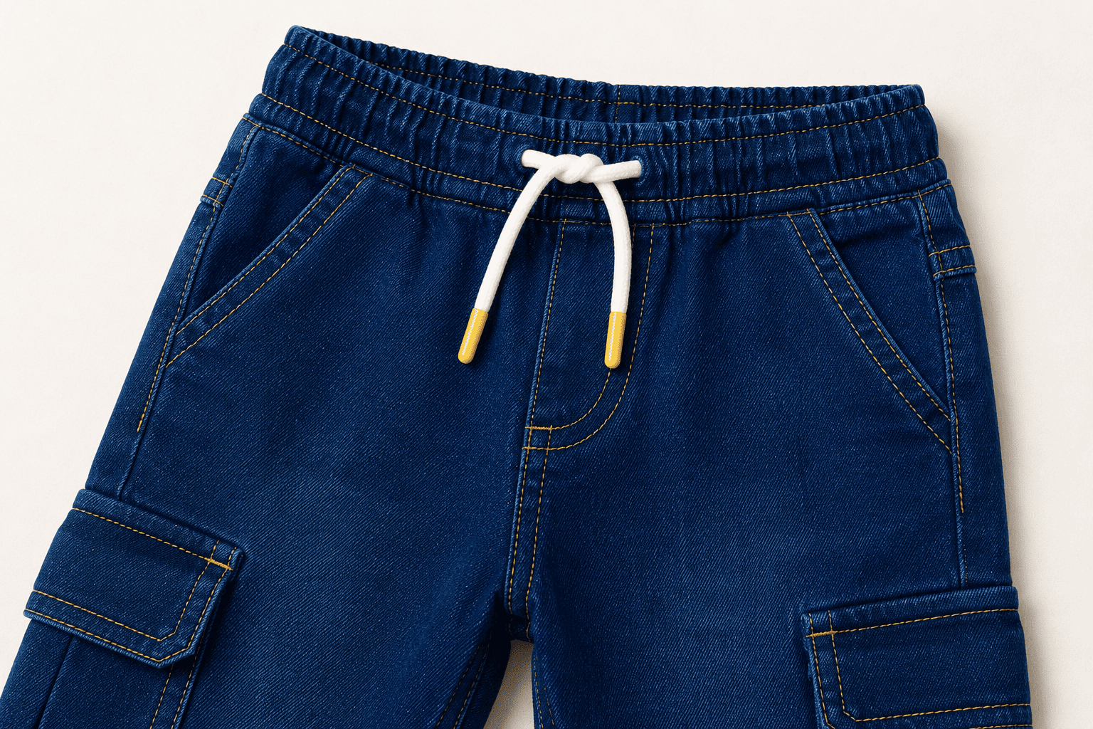 Reekaz Kids Ink Blue Cargo Nicker Shorts – Premium Denim Summer Wear for Boys