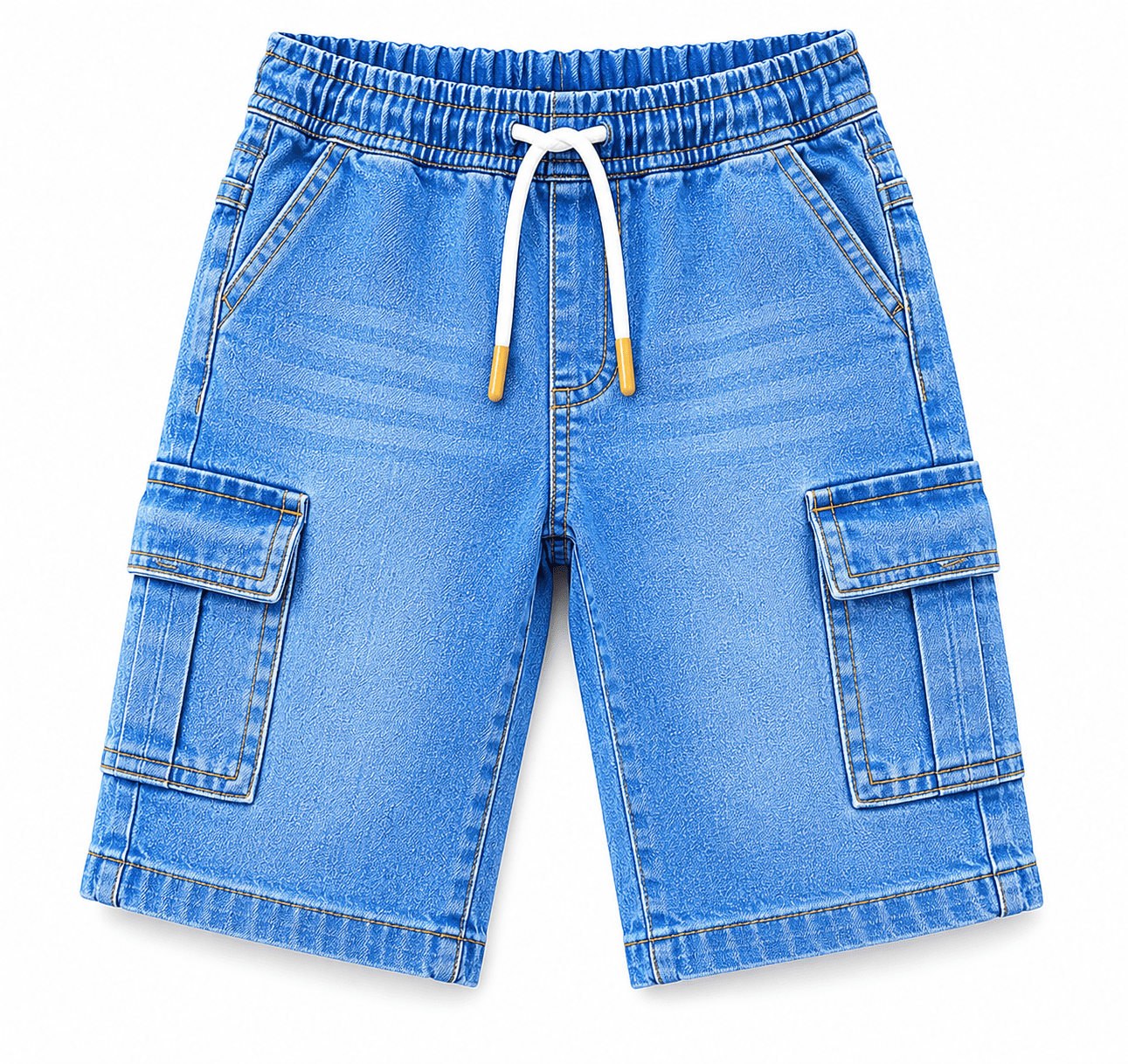 Reekaz Kids Sky Blue Denim Cargo Nicker Shorts | Soft Stretch Waistband | Ages 2-9 Years