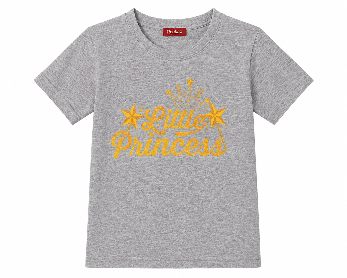 Little Princess Girls Graphic T-Shirt - Grey | Soft Cotton Short Sleeve Tee