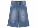 Girls Light Blue Wide Leg Denim Jeans with Distressed Star Patches | High Waist Wide Leg Pants | Ages 1-12 Years | Reekaz