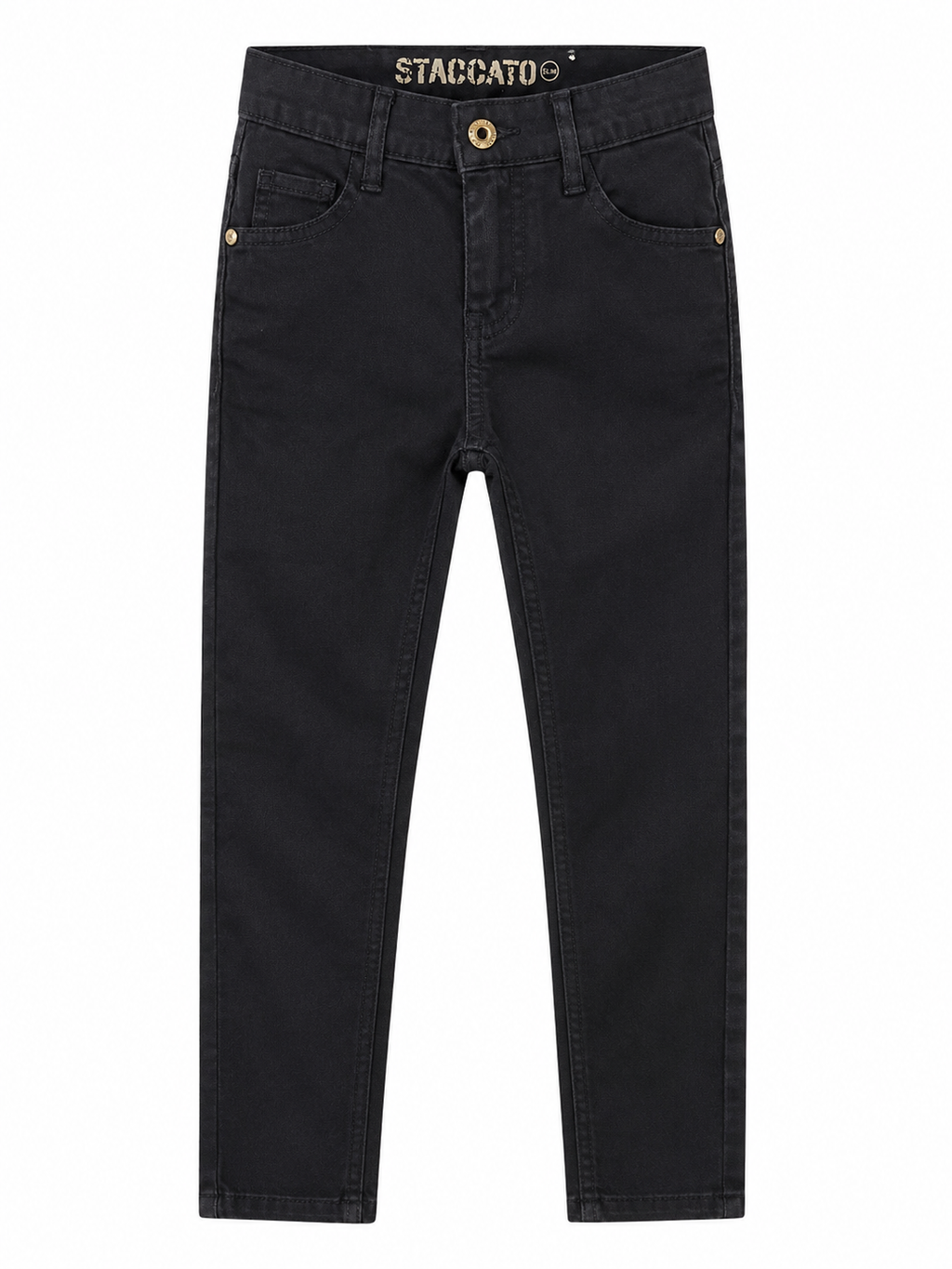 Reekaz Boys Black Slim Fit Cotton Twill Pants | Everyday Casual Trousers | Kids Stretch Pants