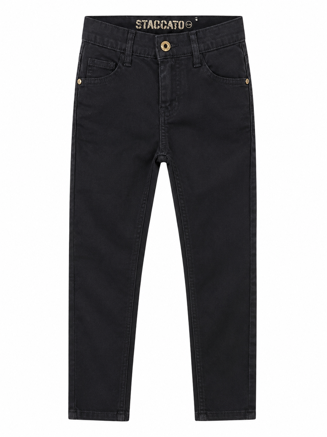 Reekaz Boys Black Slim Fit Cotton Twill Pants | Everyday Casual Trousers | Kids Stretch Pants