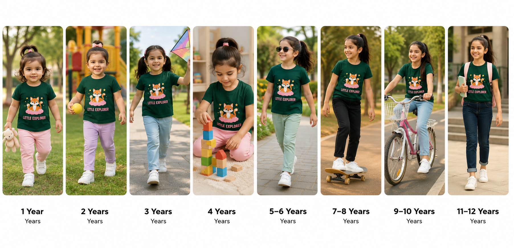 Little Explorer Girls Graphic T-Shirt - Green | Soft Cotton Short Sleeve Tee