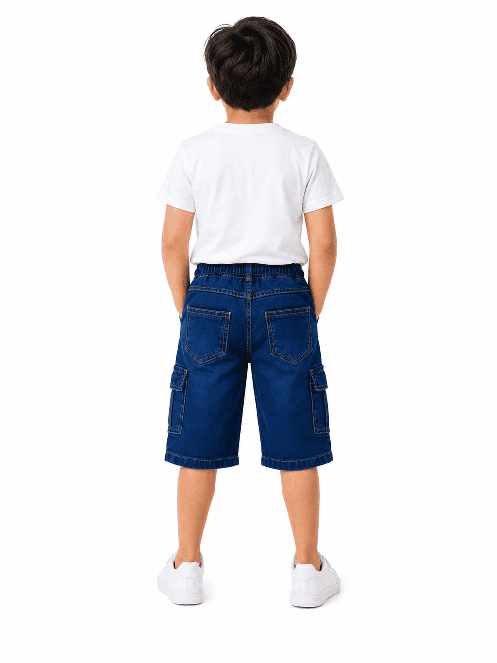 Reekaz Kids Royal Blue Denim Cargo Shorts | Soft & Comfortable Summer Shorts for Boys