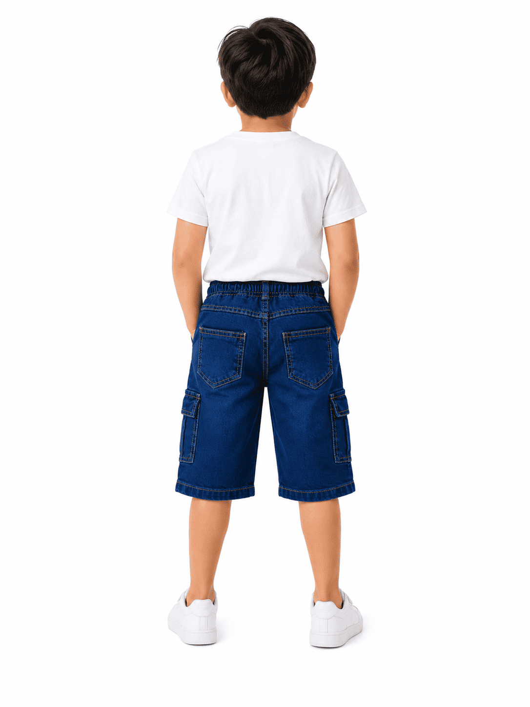 Reekaz Kids Royal Blue Denim Cargo Shorts | Soft & Comfortable Summer Shorts for Boys