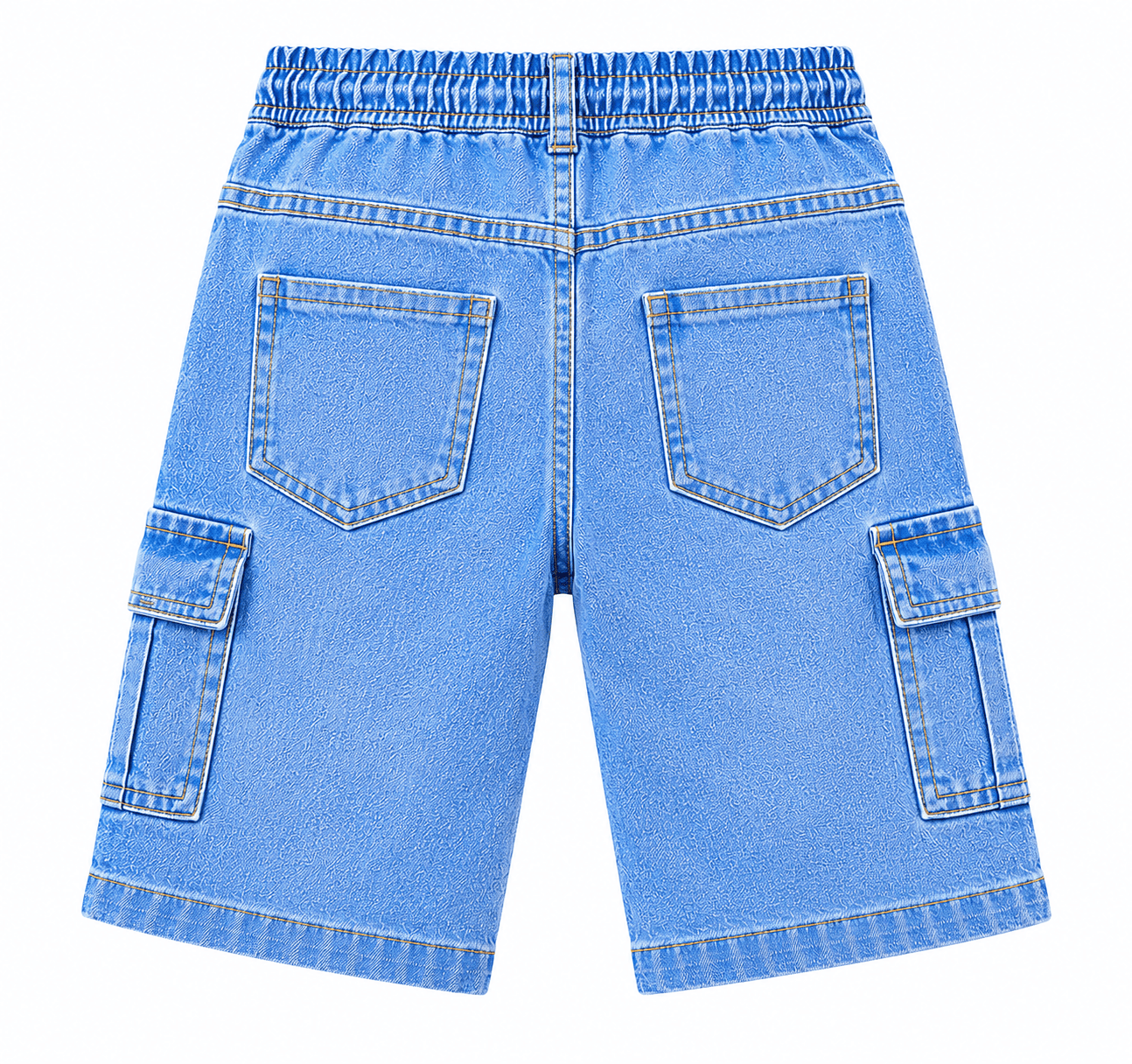 Reekaz Kids Sky Blue Denim Cargo Nicker Shorts | Soft Stretch Waistband | Ages 2-9 Years