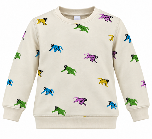 Boys Cream Printed Winter Sweatshirt