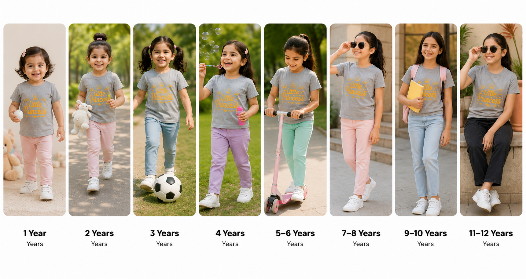 Little Princess Girls Graphic T-Shirt - Grey | Soft Cotton Short Sleeve Tee