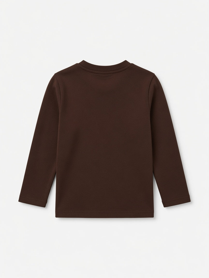 Kids Dark Brown Long Sleeve Basketball T-Shirt - OLBNCLUB Sports Graphic | 1-12 Years