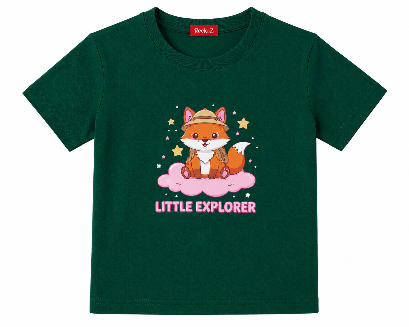 Little Explorer Girls Graphic T-Shirt - Green | Soft Cotton Short Sleeve Tee