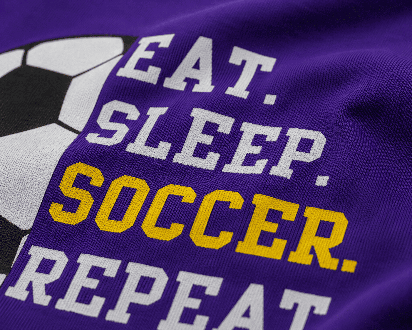 Reekaz Kids Purple "Eat. Sleep. Soccer. Repeat." Graphic T-Shirt – Soft Cotton Half Sleeves | Boys 1–12 Years