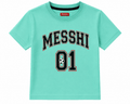 Boys Mint Green "MESSHI 01" Soccer Graphic T-Shirt | Soft Cotton Half Sleeves | Kids Casual Tee (1-12 Years)
